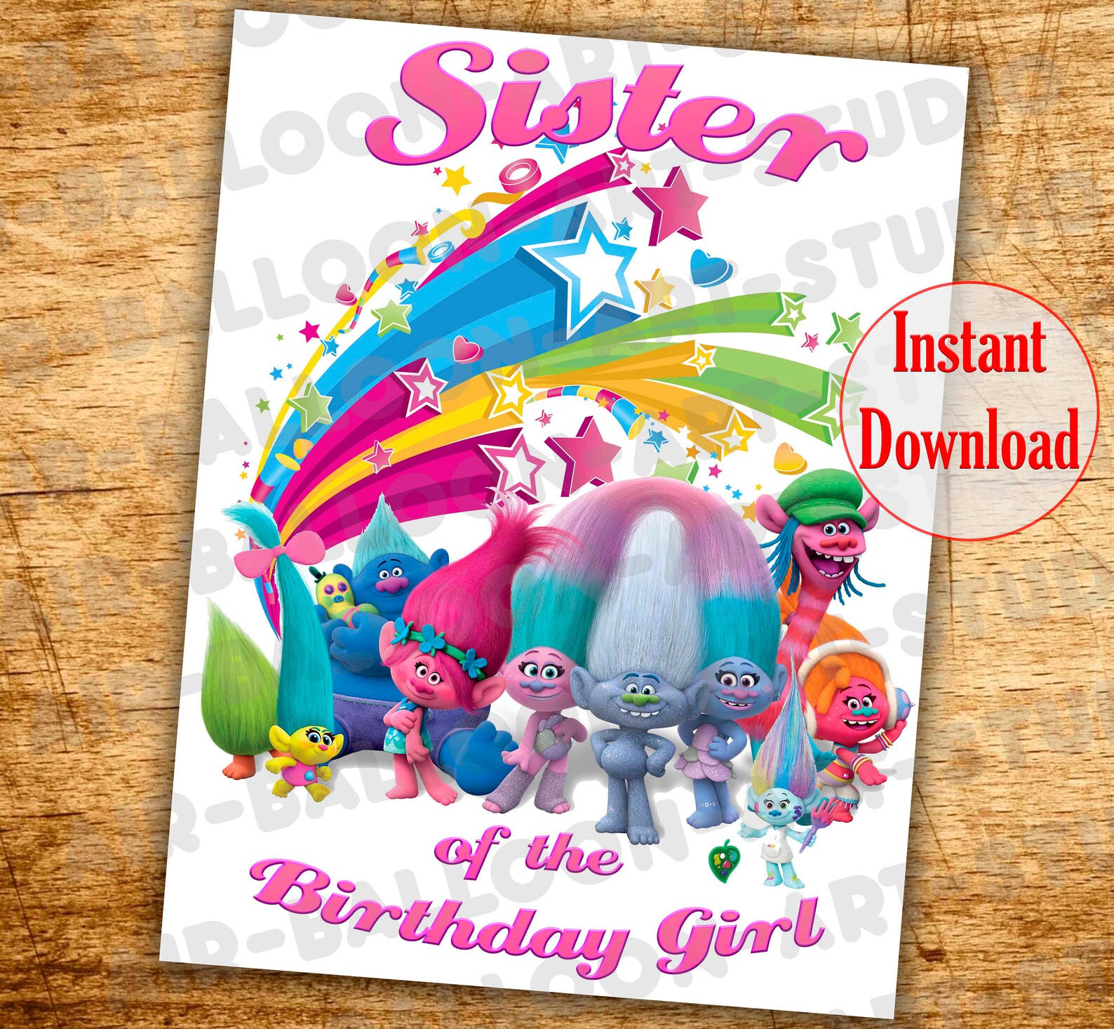 trolls birthday iron on transfer