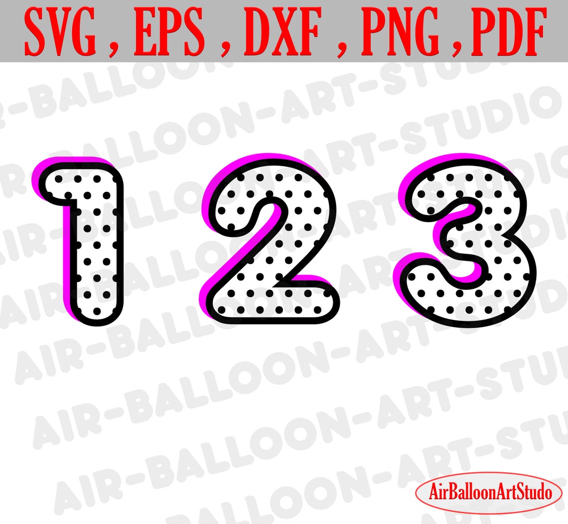 Polka Dot Numbers Svg Pink Polka Dot Svg Polka Dot Svg Number Etsy