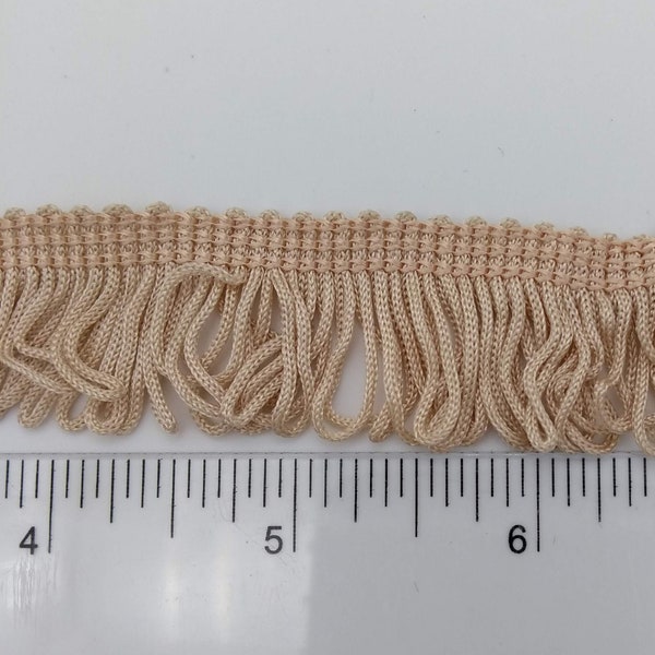 1 yd LOOP FRINGE TRIM, 22 mm, 3/4", c 1950s, beige vintage loop fringe trim, vintage beige upholstery fringe trim