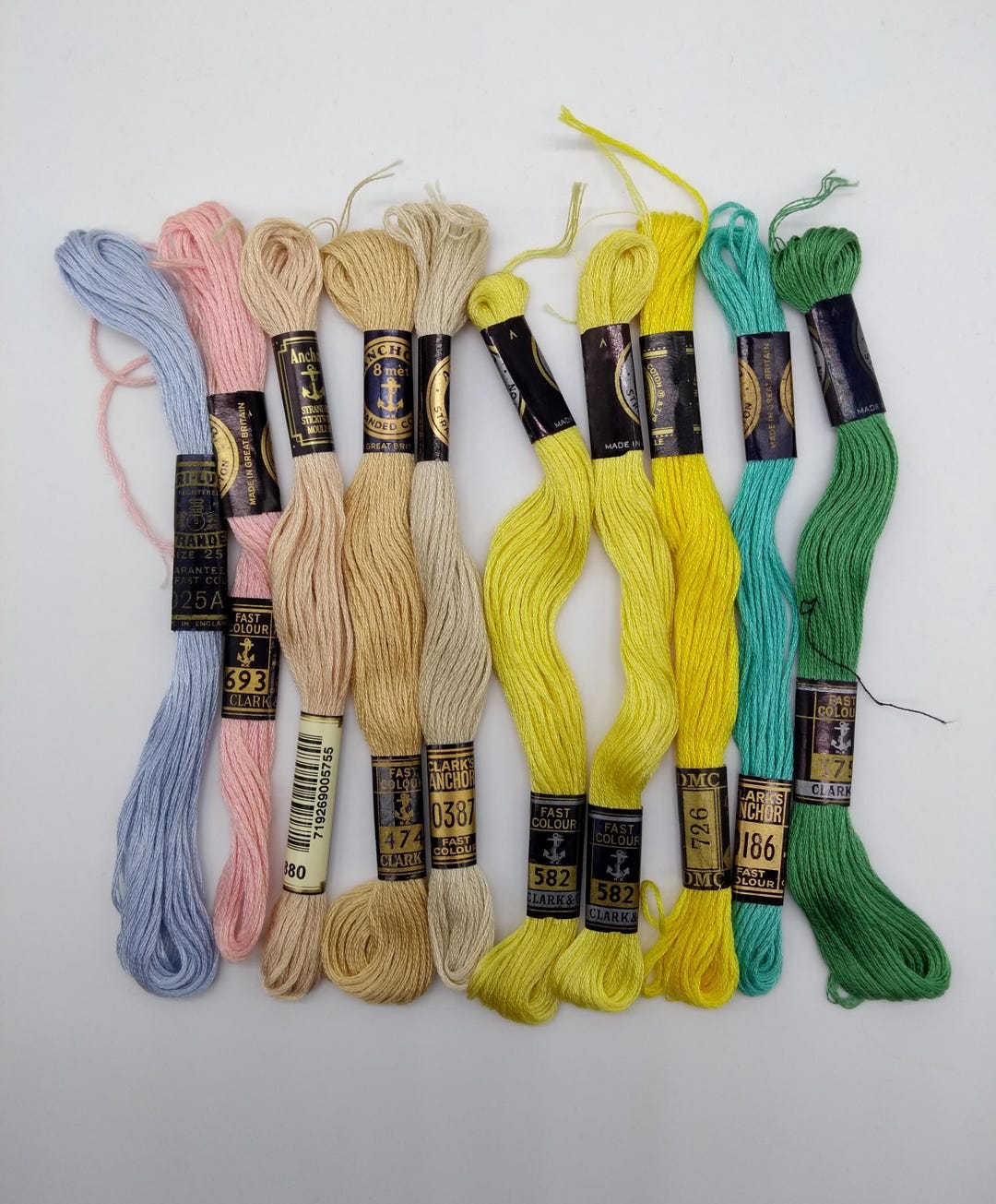 VINTAGE EMBROIDERY THREAD, 6 Stranded Embroidery Thread, Yellow Green ...