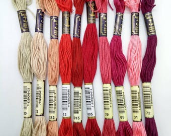 ANCHOR EMBROIDERY THREAD, 6 stranded embroidery thread, beige embroidery floss, cross stitch thread, brown embroidery thread, cream thread