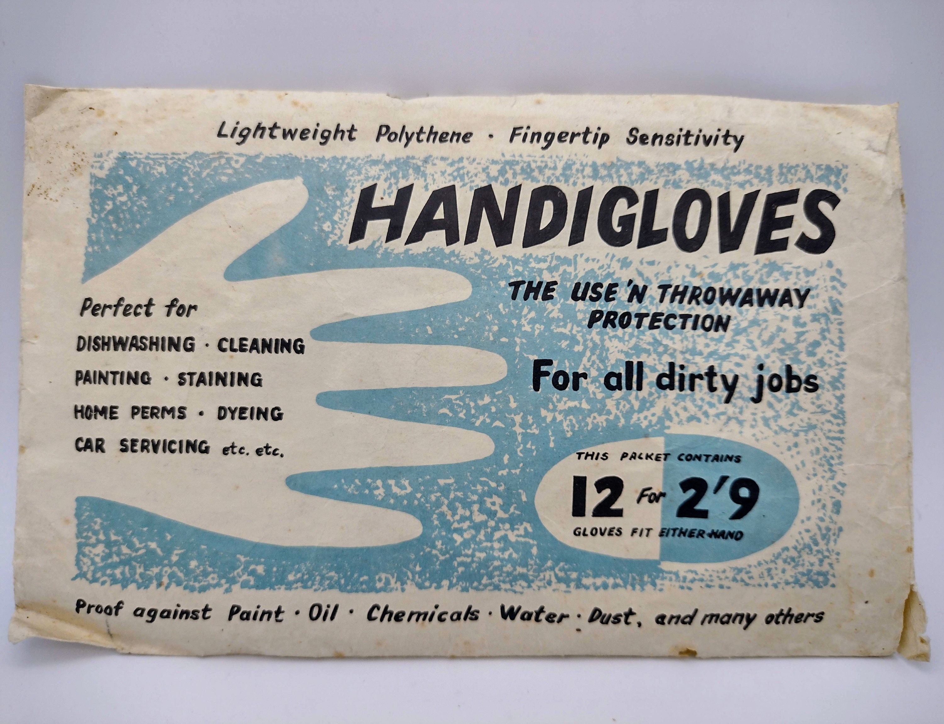 1950s DISPOSABLE GLOVES, vintage HANDIGLOVES, vintage 1950s kitchen gloves, mid century kitchen display