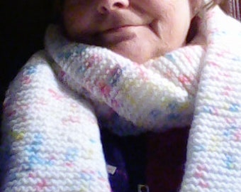 White confetti knitted scarf