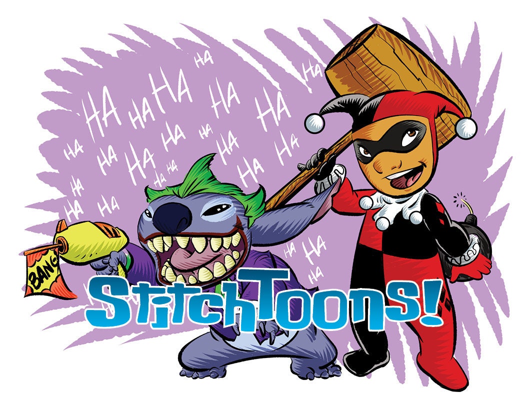 Joker and Harley Quinn Lilo and Stitch Parody Fan Art Etsy Canada