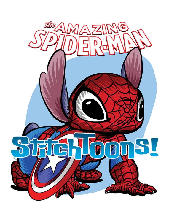 Stitch As Marvel S Spider Man With Captain America S Etsy