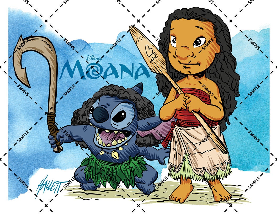 Moana And Maui Lilo And Stitch Parody Fan Art Etsy