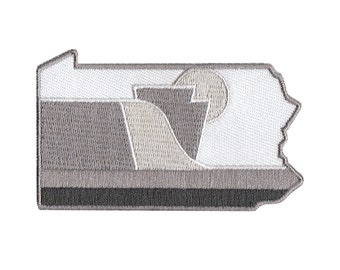 Pennsylvania Patch | PA State Patch | Iron On Patch | Greyscale | Pennsylvania Decor | Backpack Patch | Vest Patch