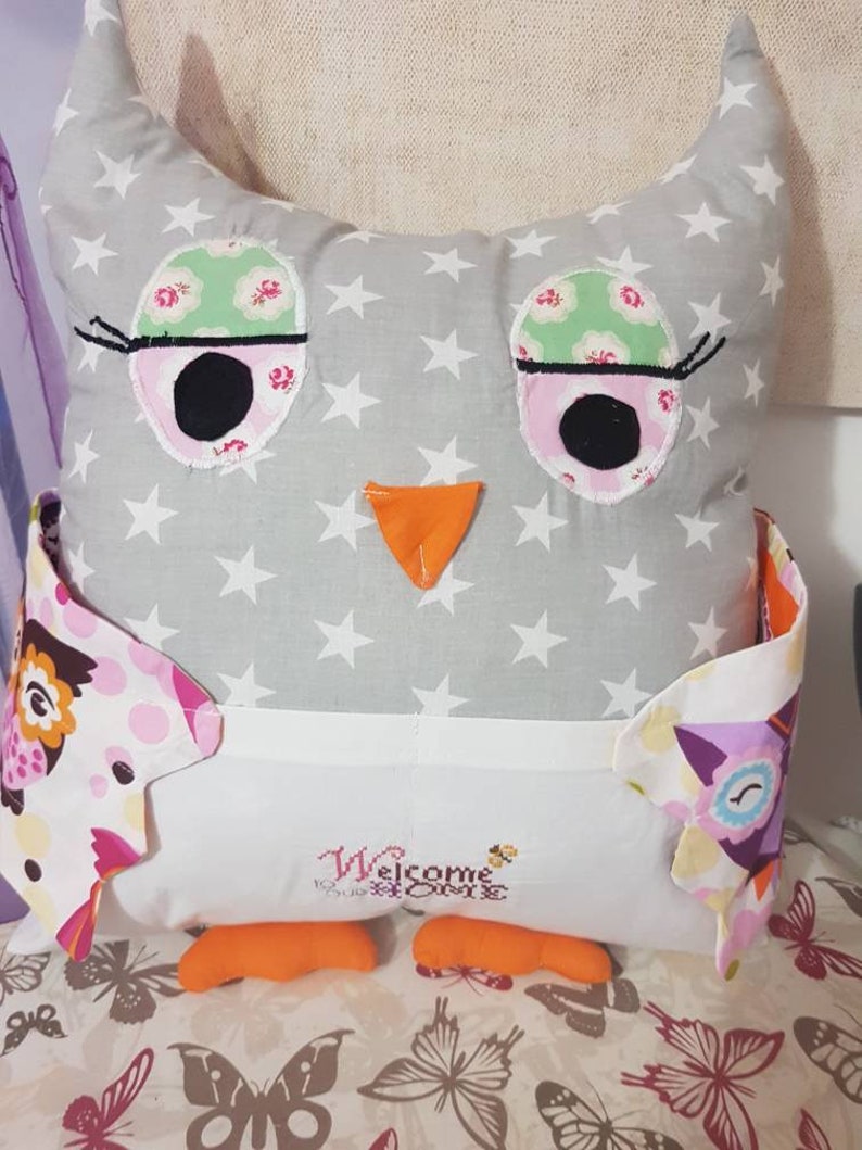 Owl Remote control holder pillow/ cushion with message Etsy