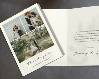 Personalised Photo Wedding Thank You Cards, Three A6 Folded Cards with Envelope