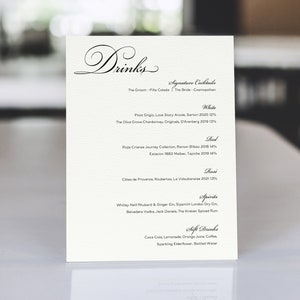 BAR MENU | One | Bar Menu Sign Wedding, Wedding Bar Menu Sign, Bar Menu Sign His And Hers