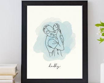 Bespoke Daddy Print, Gift For Dad, Dad And Daughter Print, Dad And Son Gift, Dad And Baby Gift, Unique Father's Day Gift, Father Day Prints