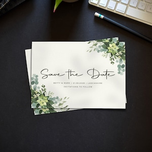 Save The Date | Blau Details | Save The Date Karten mit Umschlägen | Hochzeit Save The Dates | Hochzeit Save The Date