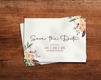 Photo Collage Save The Date Cards, Postcard Size (A6 - 148x105mm), With Envelopes, Printed On High Quality Card, Affordable, Quick Delivery