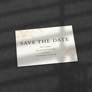 Flower Save The Date, Luxurious Textured Card, With Envelopes, Design Your Own Save The Dates