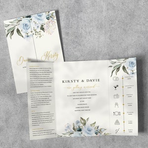 WEDDING INVITATION | Blue Roses | Dusty Blue Wedding