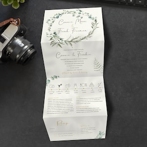 Wedding Invitation, Concertina Wedding Invites, Folded Wedding Invite, Timeline Wedding Invitation, Invitations Wedding, Olive, Greenery