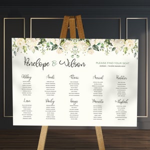 Plan de table floral crème - Plan de table en mousse inspiré du film - Plaque de table de mariage A1 A2 A3