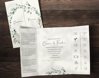 Wedding Invitation Gatefold Wedding Invites Folded Wedding Invite Timeline Wedding Invitation Invitations Wedding Olive Greenery