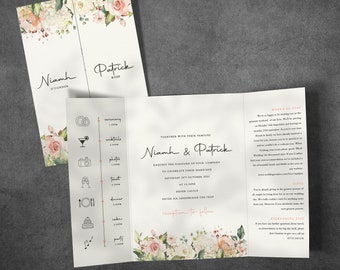 Wedding Invitation, Gatefold Wedding Invite, Wedding Invitations Folded, Gate Fold Wedding Invitation, Wedding Invites, Blush, Rustic, RSV