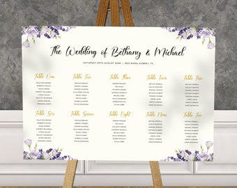 Lavender Table Plan Wedding, Seating Chart, Seating Plan, Table Chart, Board, Table Planner, Wedding Signs, Signage, Reception Seating Chart