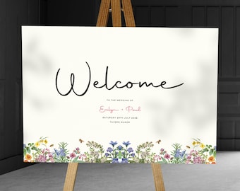 Spring Floral Welcome Sign Wedding, Wedding Welcome Sign, Wedding Welcome Board, Wedding Sign, Welcome Guests Sign, Welcome Wedding Sign