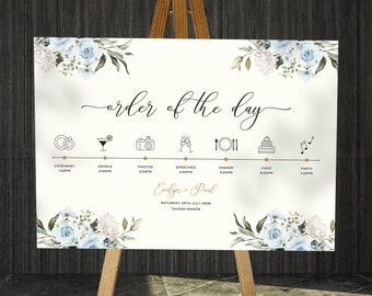 Wedding Itinerary Sign, Wedding Program Sign, Wedding Timeline Sign, Order Of The Day Board, Order Of Events Sign, Timeline Board