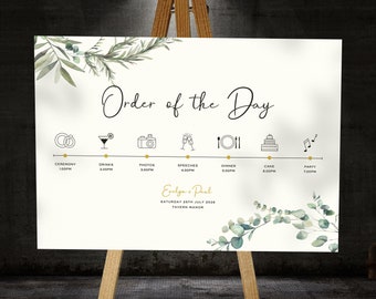 Order of Service Wedding Sign, Wedding Program Sign, Wedding Timeline Sign, Order Of The Day Board, Order Of Events Sign, Timeline Board