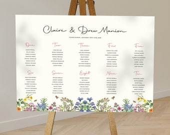 Spring Table Plan Wedding, Seating Chart, Seating Plan, Table Chart, Board, Table Planner, Wedding Signs, Signage, Reception Seating Chart