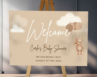 Teddy Bear Welcome Sign, Baby Shower Sign, Welcome Sign Baby Shower, Baby Shower Decorations, Baby Shower Bear Theme, Baby Shower Board Sign