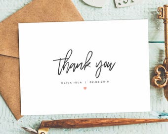 baby thank you cards etsy