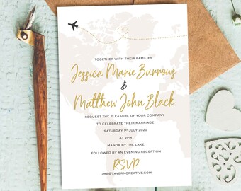 Map Wedding Invite Etsy