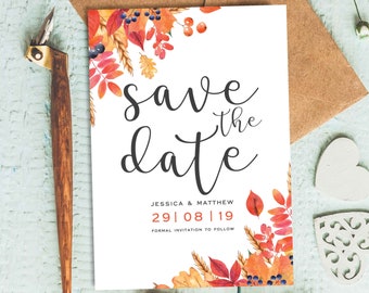 autumn save the date etsy