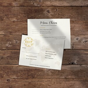 RSVP-kaart met reisthema, RSVP-ansichtkaart, RSVP-menuselectie voor bruiloft, RSVP-kaart met QR-code, antwoordkaart, RSVP-bruiloft, RSVP-kaart voor bruiloft