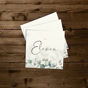 Numéros de table modernes | Mariage vert sauge