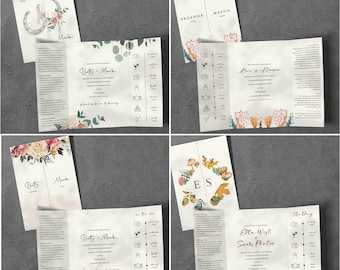 Gatefold Wedding Invitation - 5x7" When Folded - With Envelopes - Multiple Designs - Quality Textured Card - Fast Shipping - Design Online