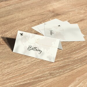 Tischkarte, Hochzeit Name Tischkarten, Weltkarte Ortsnamen, Elope Tischkarten Hochzeit, Übersee, Gedeck, Tischdekoration, Sitz