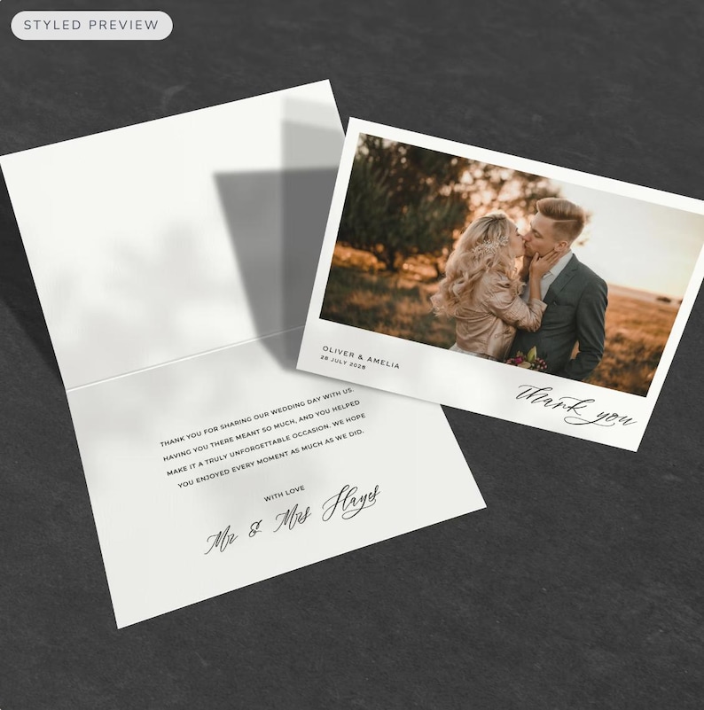 Personalised Photo Wedding Thank You Cards, Folded A6 Stationery UK - Etsy