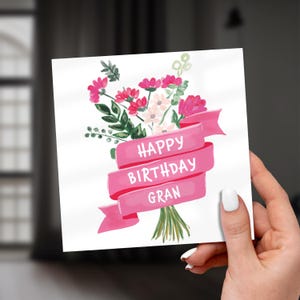Happy Birthday Gran - Blumengeburtstagskarte, bestes Gran-Geschenk, durchdachte Karte für Sie