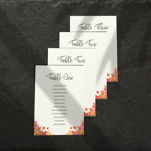 Schede dei posti a sedere / autunno / matrimonio autunnale