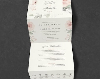 Whimsical Wedding Invitation – A6 Concertina Fold with Envelopes