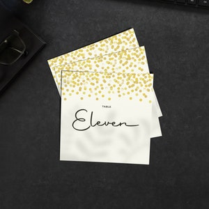Numéros de table modernes | Confettis d'or