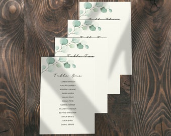 Cartes de plan de salle | Eucalyptus | Mariage vert sauge