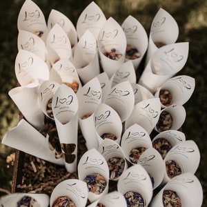 Personalized Wedding Confetti Cones: Custom Stationery, Pre-Rolled or Flat