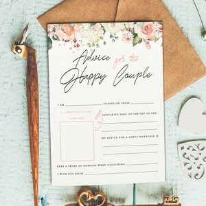 Advice Cards For Wedding, For Bride And Groom, Words Of Wisdom, Note For Bride And Groom, Newlyweds, Happy Couple, Reception, Blush