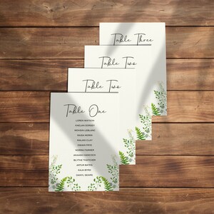 Cartes de plan de salle | Verdure Eucalyptus | Mariage vert sauge