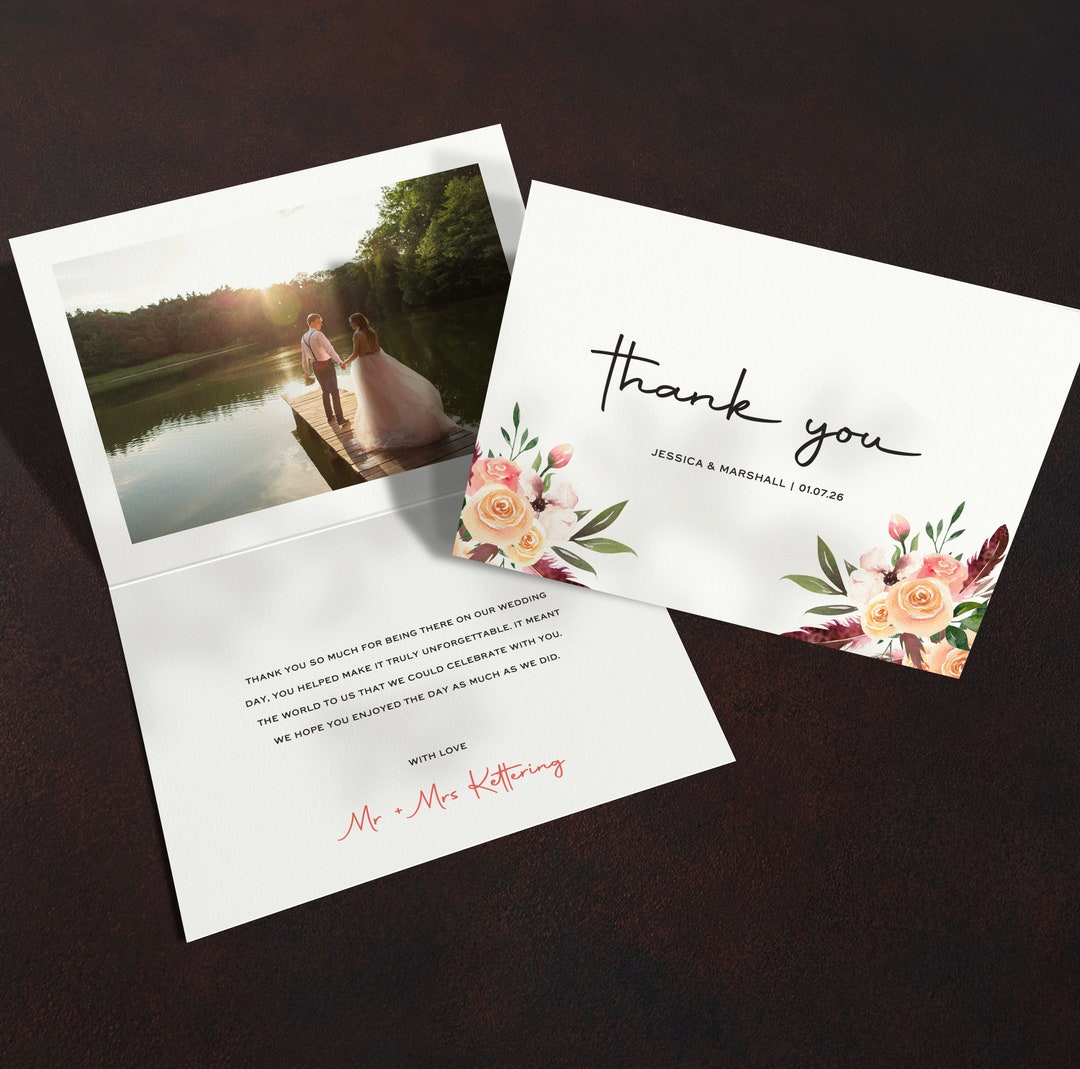 Unique Wedding Thank You, Photo Thank You Card, Wedding Thank Yous ...
