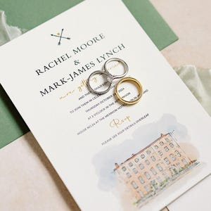 Venue Illustration Wedding Invitation, Venue Sketch Wedding Invites, Venue Invitation, Venue Wedding Invitation, Wedding Invitation, Colour
