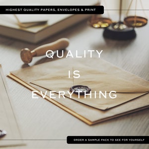 Quality is everything. At TavernCreative, we prioritise quality above everything. With have the finest papers, high quality envelopes and vibrant print. We would love you to see for yourself, which is why we make our sample packs low cost.