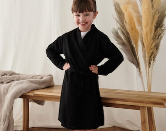 Kinder-Bademantel, Kinder-Hausmantel, Kinder-Kimono, Kinder-Bademantel, Mädchen-Bademantel, Jungen-Bademantel, Jungen-Hausmantel, In 2 Farben, Schwarz & Weiß