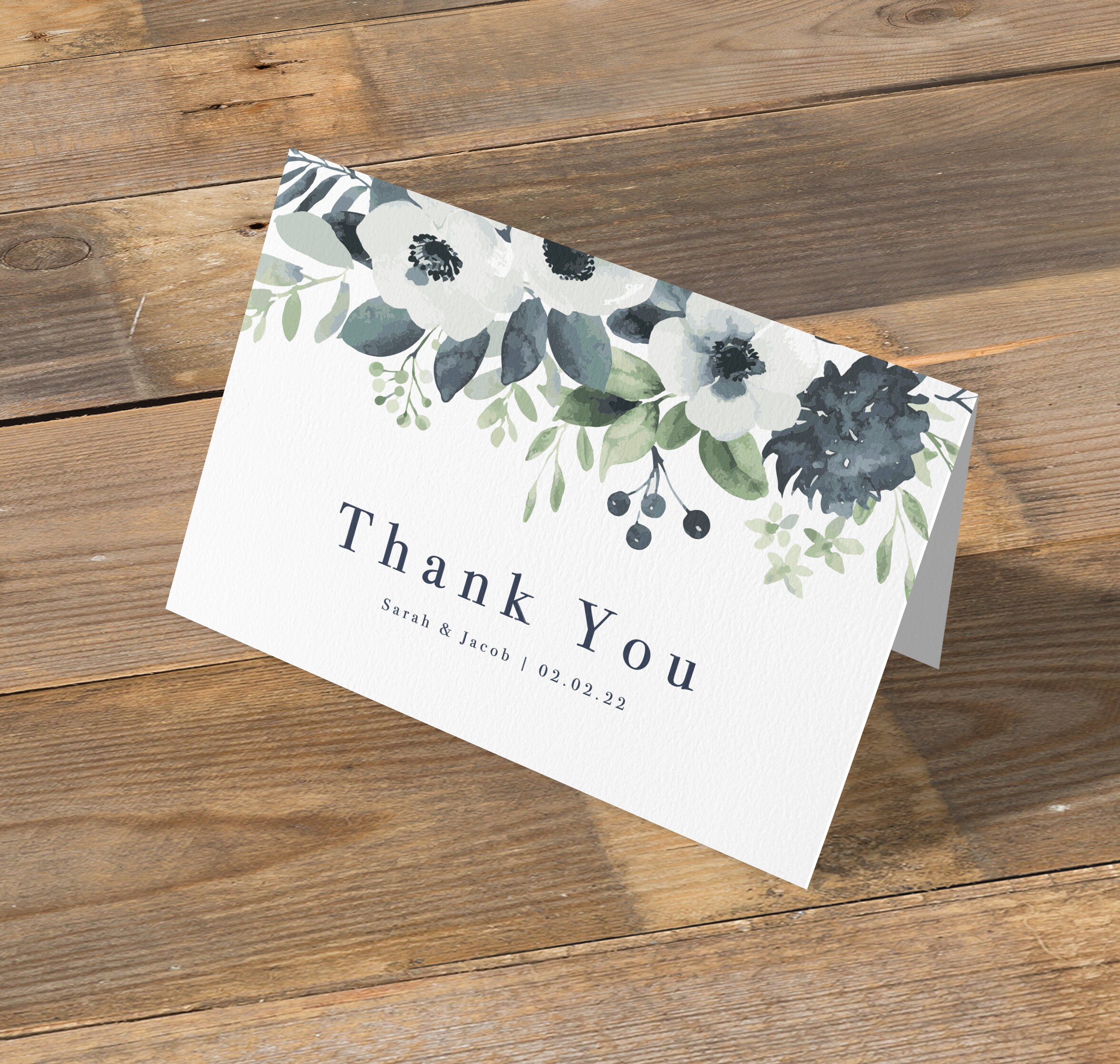 Folded Thank You Card Wedding Thank You Cards Thank You Etsy